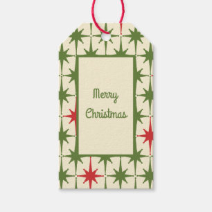 Retro Vintage 50s Merry Christmas Stars Gift Tags