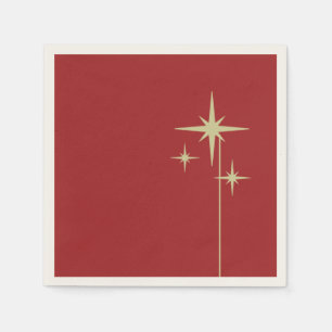 Retro Vintage 50s Starburst Minimalist Maroon Napkin