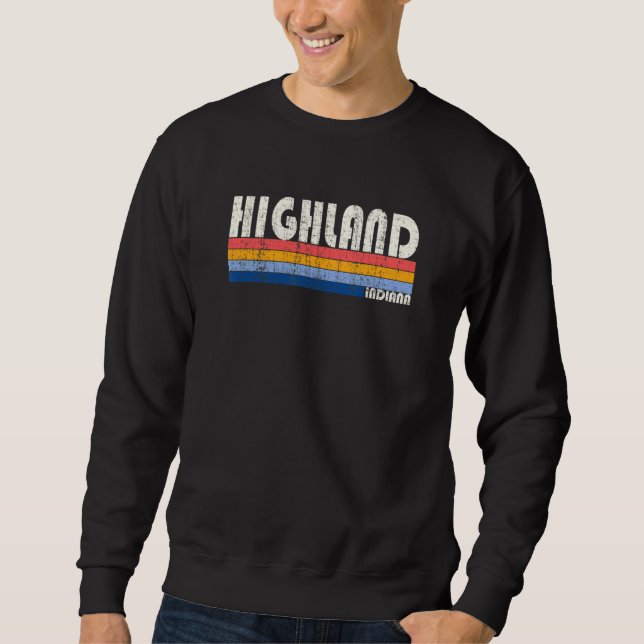 Retro Vintage 70s 80s Style Highland Indiana Sweatshirt (Front)