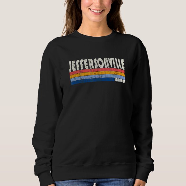 Retro Vintage 70s 80s Style Jeffersonville Indiana Sweatshirt (Front)