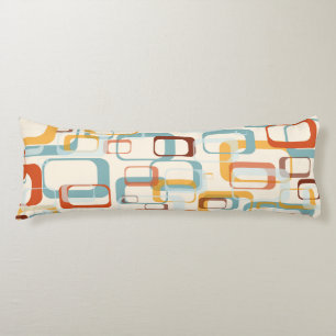 Retro Vintage 70s Pattern In Shades Of Orange Blue Body Cushion
