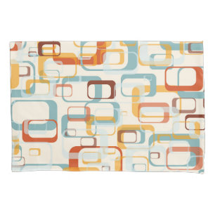 Retro Vintage 70s Pattern In Shades Of Orange Blue Pillowcase