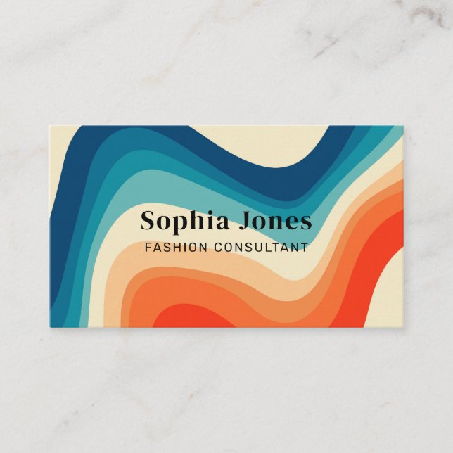 Retro Vintage 70s Rainbow Business Card (Front)