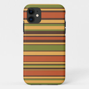 Retro Vintage 70s Stripes Brown Avocado Mustard iPhone 11 Case