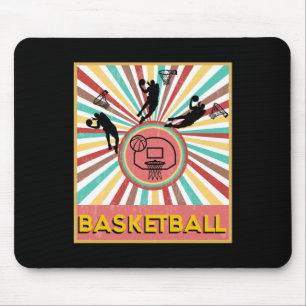 Retro Vintage 70s Style Basketball T Mouse Pad