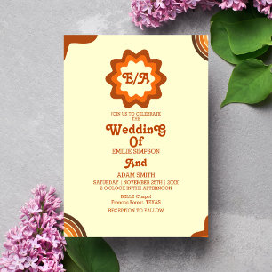 retro vintage 70s wedding invitation