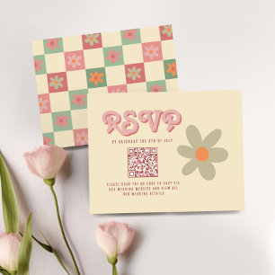Retro Vintage 70s Wedding QR RSVP