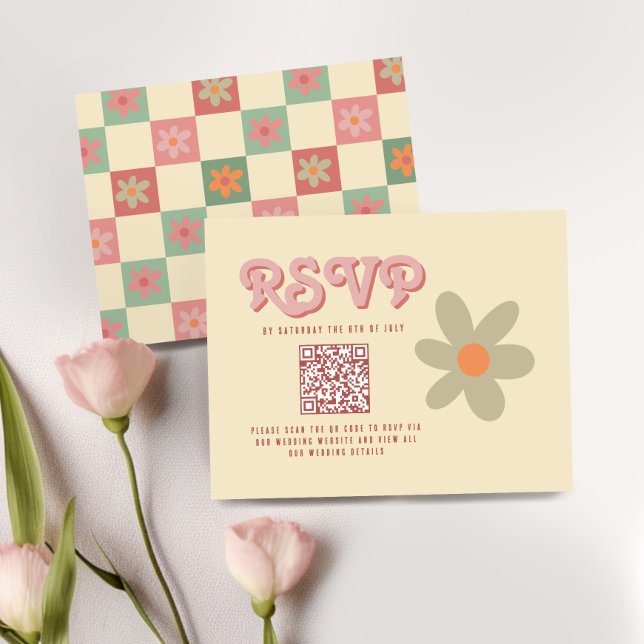 Retro Vintage 70s Wedding QR RSVP (Creator Uploaded)