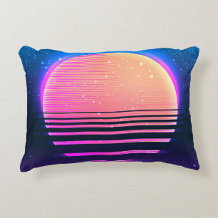 Retro vintage 80s or 90s geometric style abstract decorative cushion