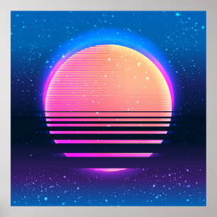 Retro vintage 80s or 90s geometric style abstract  poster