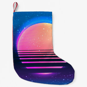 Retro vintage 80s or 90s geometric style abstract small christmas stocking