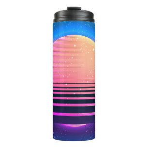 Retro vintage 80s or 90s geometric style abstract  thermal tumbler