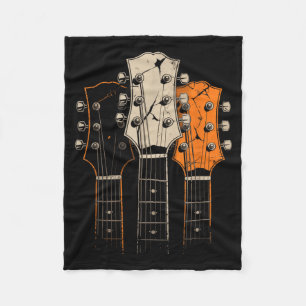 Retro Vintage 80s Silhouette Rock Music Guitar Pla Fleece Blanket