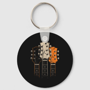 Retro Vintage 80s Silhouette Rock Music Guitar Pla Key Ring