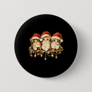Retro Vintage 90s Cat Xmas Light Christmas 1 6 Cm Round Badge