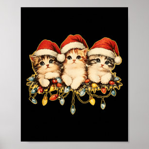 Retro Vintage 90s Cat Xmas Light Christmas 1 Poster