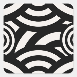 Retro Vintage Abstract Arches Lines Black White Square Sticker