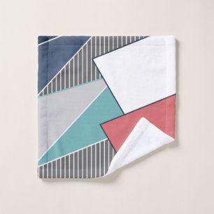 Retro vintage abstract geometrical shapes lines mo bath towel set