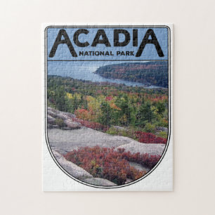 Retro Vintage Acadia National Park Maine Island Jigsaw Puzzle