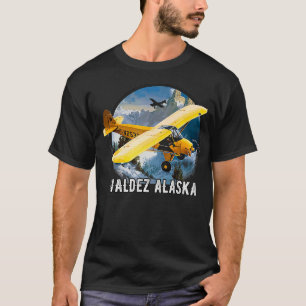 Retro Vintage Aeroplane Flying Mountain Pilot Vald T-Shirt