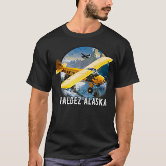 Retro Vintage Aeroplane Flying Mountain Pilot Vald T-Shirt