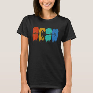 Retro Vintage Aeroplane Heartbeat Pilot Flying Avi T-Shirt