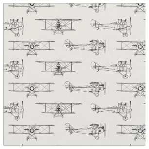 Retro Vintage Aeroplanes Pattern Antique Old Fabric