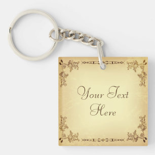 Retro Vintage Aged Paper Key Ring