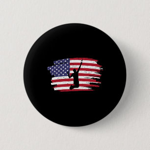 Retro Vintage American Flag Badminton 4th Of July 6 Cm Round Badge