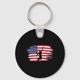 Retro Vintage American Flag Badminton 4th Of July  Key Ring