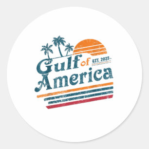 Retro Vintage American Flag Mexico Gulf Of Us Amer Classic Round Sticker