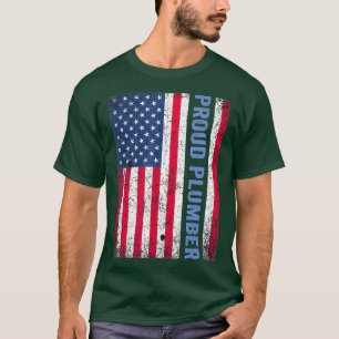 Retro Vintage American Flag Plumber Fourth of T-Shirt