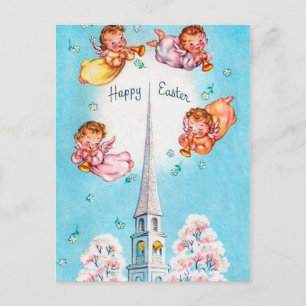 Retro vintage Angels Easter Holiday postcard