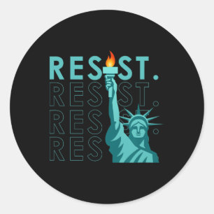 Retro Vintage Anti Trump Resist Statue Of Liberty  Classic Round Sticker