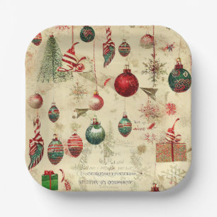 Retro Vintage Antique Christmas Ornaments  Paper Plate