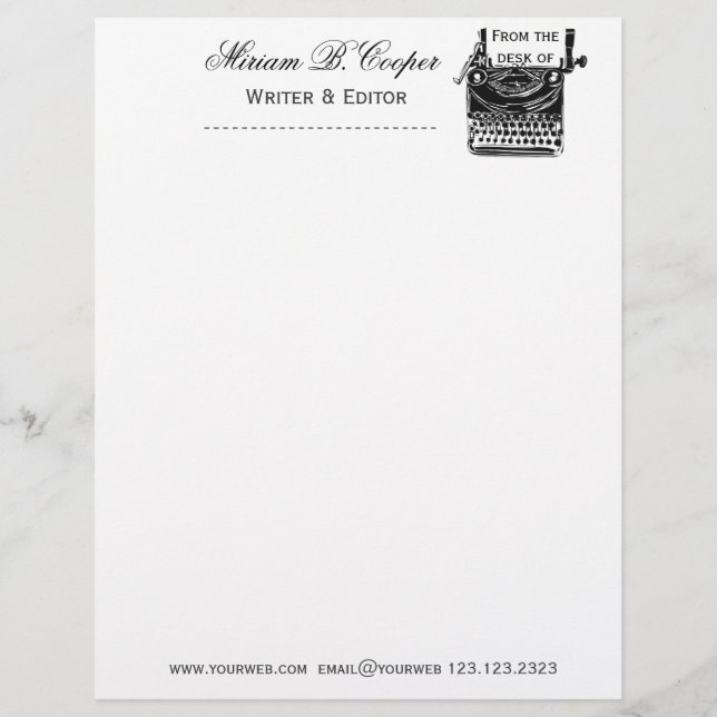 Retro-Vintage Antique Typewriter Professional Letterhead Template (Front)