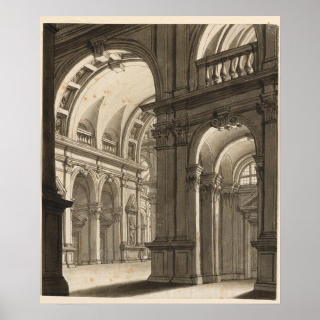 Retro Vintage Architectural Cathedral Arches Poster (Front)