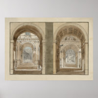Retro Vintage Architectural Drawing Archways