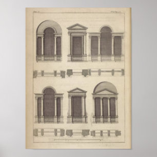 Retro Vintage Architectural Drawing Windows Poster