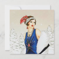 retro vintage art deco lady add message
