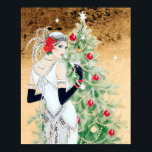Retro vintage art deco lady Christmas Holiday Poster<br><div class="desc">design by www.etsy.com/Shop/VanityFlairDesign</div>