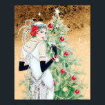 Retro vintage art deco lady Christmas Holiday Poster<br><div class="desc">design by www.etsy.com/Shop/VanityFlairDesign</div>