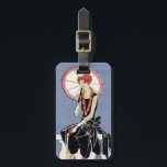 Retro Vintage Art Deco Lady Umbrella Luggage Tag<br><div class="desc">Retro Vintage Art Deco Lady Umbrella Luggage Tag</div>