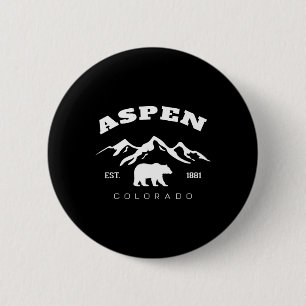 Retro Vintage Aspen Colorado Souvenir Kids Hiking  6 Cm Round Badge