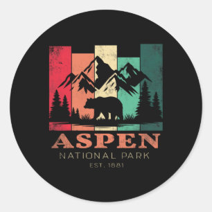 Retro Vintage Aspen Colorado Souvenir Kids Hiking Classic Round Sticker