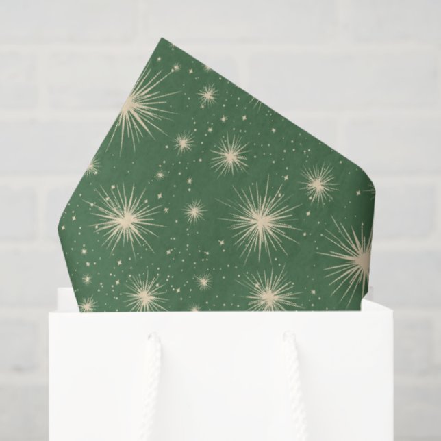 Retro Vintage Atomic Starbursts on Green Tissue Paper (Gift Bag)