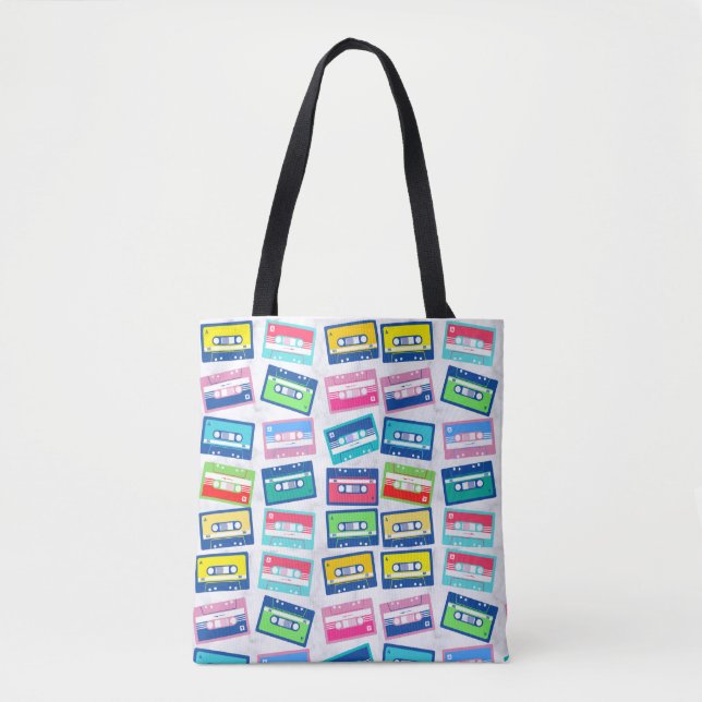 Retro Vintage Audio Tape Cassette Pattern  Tote Bag (Front)