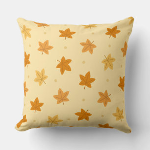 Retro vintage autumn leaves pattern cushion