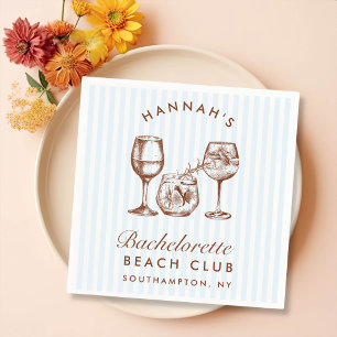 Retro Vintage Bachelorette Blue Paper Napkins