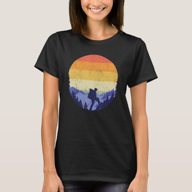 Retro Vintage Backpackers Trekking Mountain Hiking T-Shirt (Front)